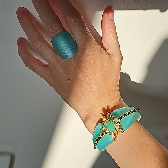 NWT Bracelet + ring gold plated, semi-precious stones - Picture 3 of 8